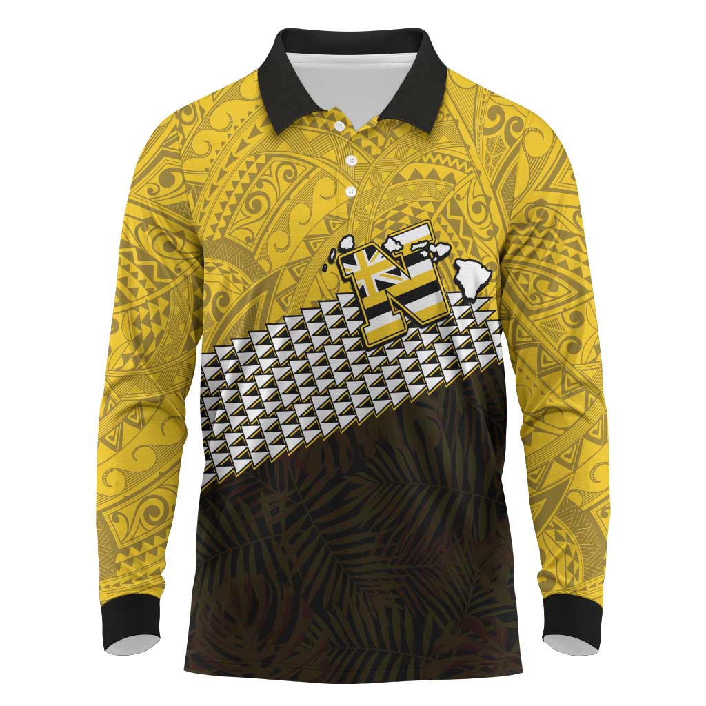 Hawaii Nanakuli High Alumni Custom Long Sleeve Polo Shirt Kanaka Arrows Tropical Vibes
