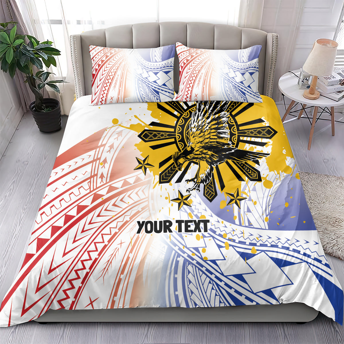 Philippines Independence Day Bedding Set Eagle Mix Filipino Flag Tribal Style