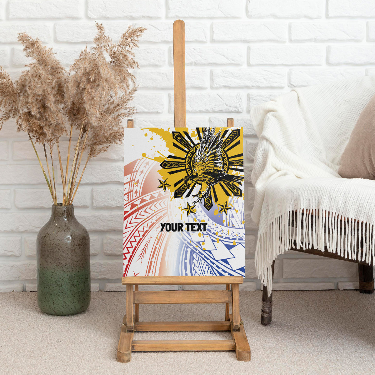 Philippines Independence Day Canvas Wall Art Eagle Mix Filipino Flag Tribal Style