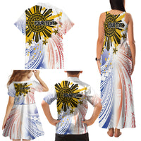 Philippines Independence Day Family Matching Tank Maxi Dress and Hawaiian Shirt Eagle Mix Filipino Flag Tribal Style