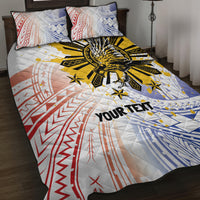 Philippines Independence Day Quilt Bed Set Eagle Mix Filipino Flag Tribal Style