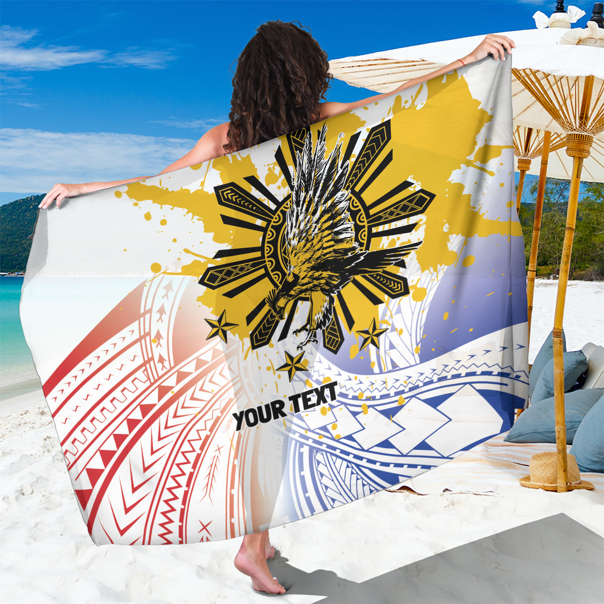 Philippines Independence Day Sarong Eagle Mix Filipino Flag Tribal Style