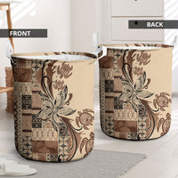 Talofa Samoa Mamanu Siapo Mix Malu Laundry Basket Classic Beige Frangipani and Turtles