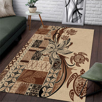 Talofa Samoa Mamanu Siapo Mix Malu Area Rug Classic Beige Frangipani and Turtles