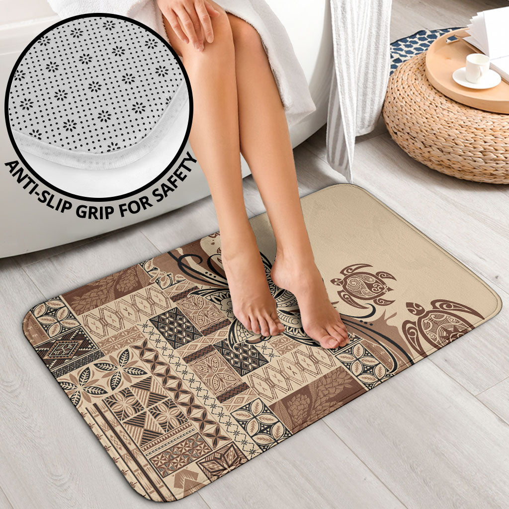 Talofa Samoa Mamanu Siapo Mix Malu Bathroom Set Classic Beige Frangipani and Turtles