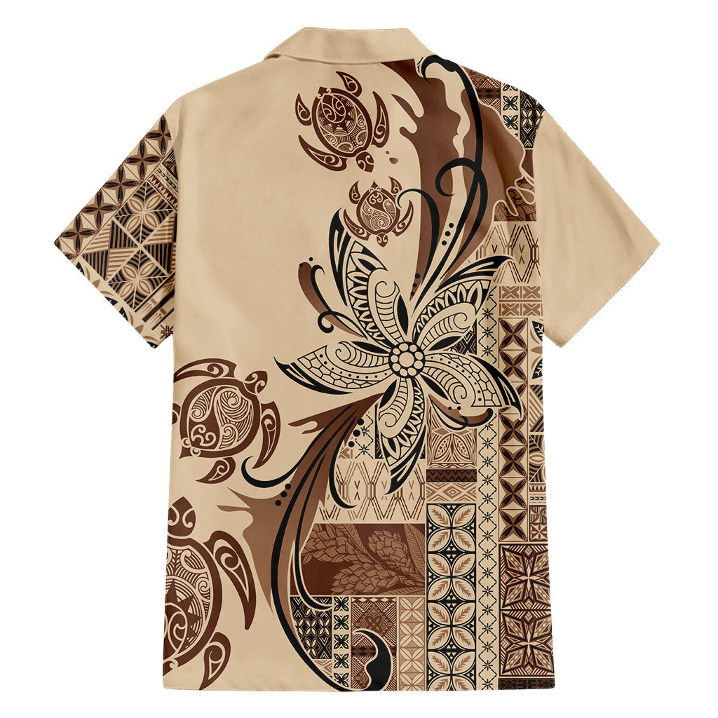 Talofa Samoa Mamanu Siapo Mix Malu Family Matching Mermaid Dress and Hawaiian Shirt Classic Beige Frangipani and Turtles LT7 - Polynesian Pride