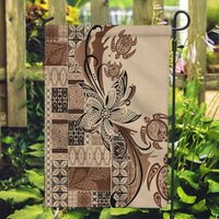 Talofa Samoa Mamanu Siapo Mix Malu Garden Flag Classic Beige Frangipani and Turtles