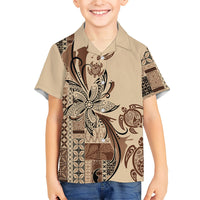 Talofa Samoa Mamanu Siapo Mix Malu Kid Hawaiian Shirt Classic Beige Frangipani and Turtles