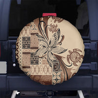 Talofa Samoa Mamanu Siapo Mix Malu Spare Tire Cover Classic Beige Frangipani and Turtles