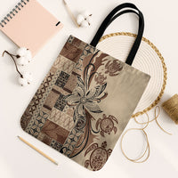 Talofa Samoa Mamanu Siapo Mix Malu Tote Bag Classic Beige Frangipani and Turtles