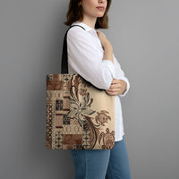 Talofa Samoa Mamanu Siapo Mix Malu Tote Bag Classic Beige Frangipani and Turtles
