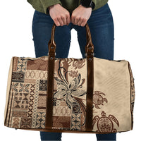 Talofa Samoa Mamanu Siapo Mix Malu Travel Bag Classic Beige Frangipani and Turtles