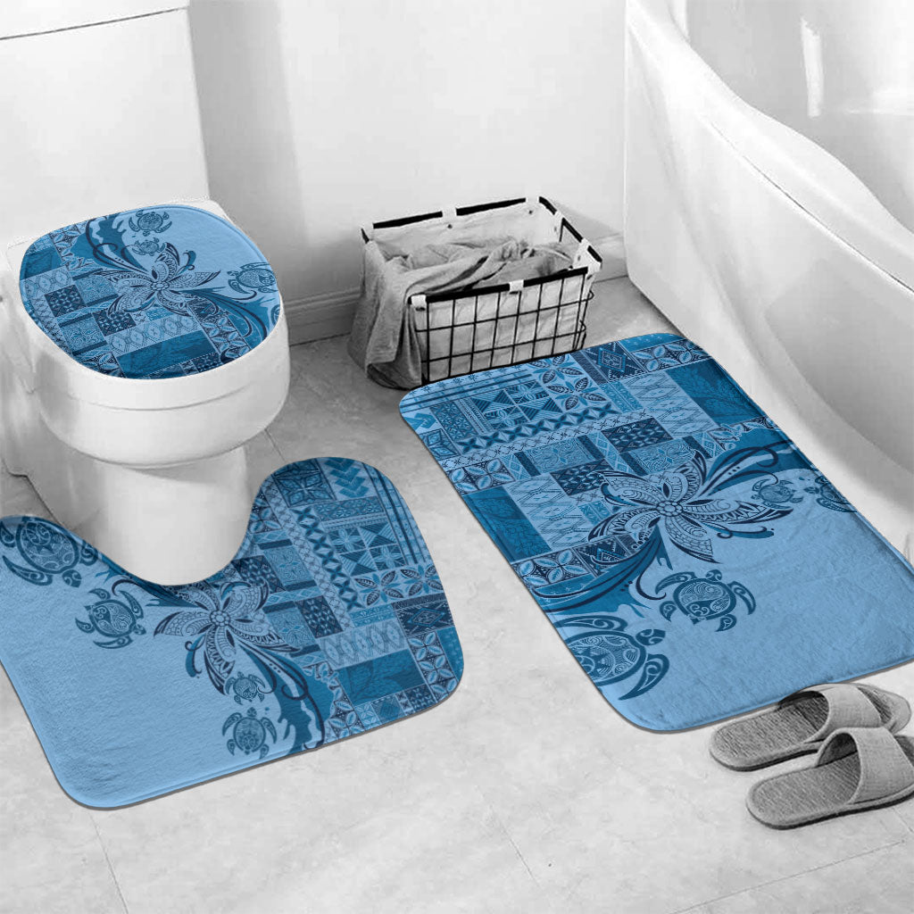 Talofa Samoa Mamanu Siapo Mix Malu Bathroom Set Cool Blue Frangipani and Turtles