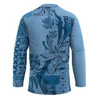 Talofa Samoa Mamanu Siapo Mix Malu Hockey Jersey Cool Blue Frangipani and Turtles