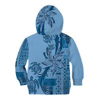 Talofa Samoa Mamanu Siapo Mix Malu Kid Hoodie Cool Blue Frangipani and Turtles
