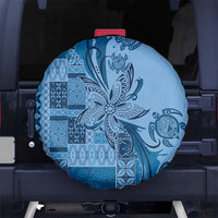 Talofa Samoa Mamanu Siapo Mix Malu Spare Tire Cover Cool Blue Frangipani and Turtles