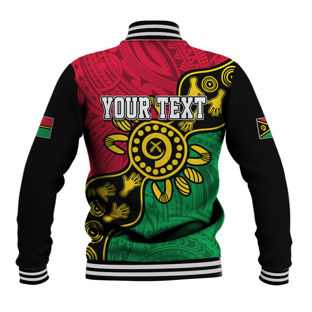 Personalised Vanuatu Baseball Jacket Mix Aboriginal Dot Art LT7 - Polynesian Pride