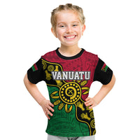 Personalised Vanuatu Kid T Shirt Mix Aboriginal Dot Art LT7 Art - Polynesian Pride