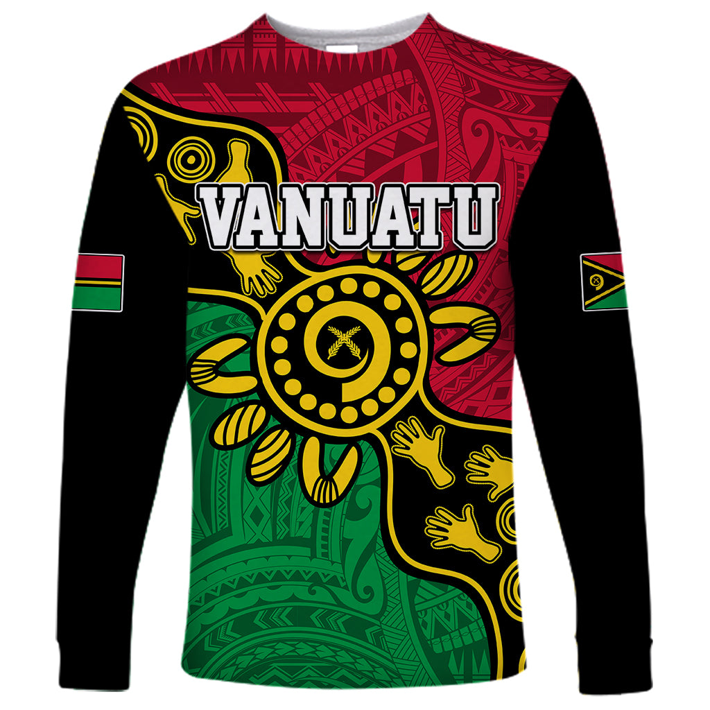 Personalised Vanuatu Long Sleeve Shirt Mix Aboriginal Dot Art LT7 Unisex Art - Polynesian Pride