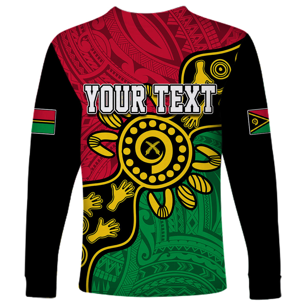 Personalised Vanuatu Long Sleeve Shirt Mix Aboriginal Dot Art LT7 - Polynesian Pride