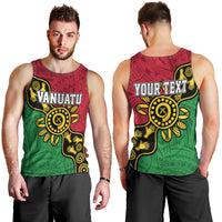 Personalised Vanuatu Men Tank Top Mix Aboriginal Dot Art LT7 - Polynesian Pride