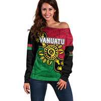 Personalised Vanuatu Off Shoulder Sweater Mix Aboriginal Dot Art LT7 Women Art - Polynesian Pride