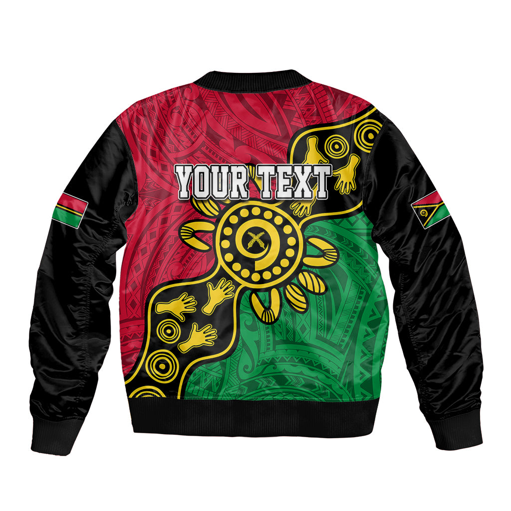 Personalised Vanuatu Sleeve Zip Bomber Jacket Mix Aboriginal Dot Art LT7 - Polynesian Pride