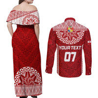 Personalised Tonga Rugby Couples Matching Off Shoulder Maxi Dress and Long Sleeve Button Shirts Mate Ma'a Tonga Champions LT7 - Polynesian Pride