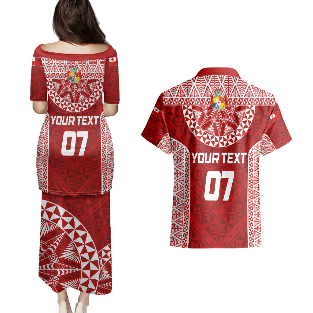 Personalised Tonga Rugby Couples Matching Puletasi Dress and Hawaiian Shirt Mate Ma'a Tonga Champions LT7 - Polynesian Pride