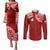Personalised Tonga Rugby Couples Matching Puletasi Dress and Long Sleeve Button Shirts Ikale Tahi Champions World Cup 2023 LT7 Red - Polynesian Pride