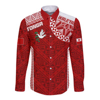 Personalised Tonga Rugby Long Sleeve Button Shirt Ikale Tahi Champions World Cup 2023 LT7 Unisex Red - Polynesian Pride