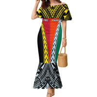 Personalised Papua New Guinea Mix Penama Family Matching Mermaid Dress and Hawaiian Shirt Tribal Patterns Half-Half Style LT7 Mom's Dress Colorful - Polynesian Pride