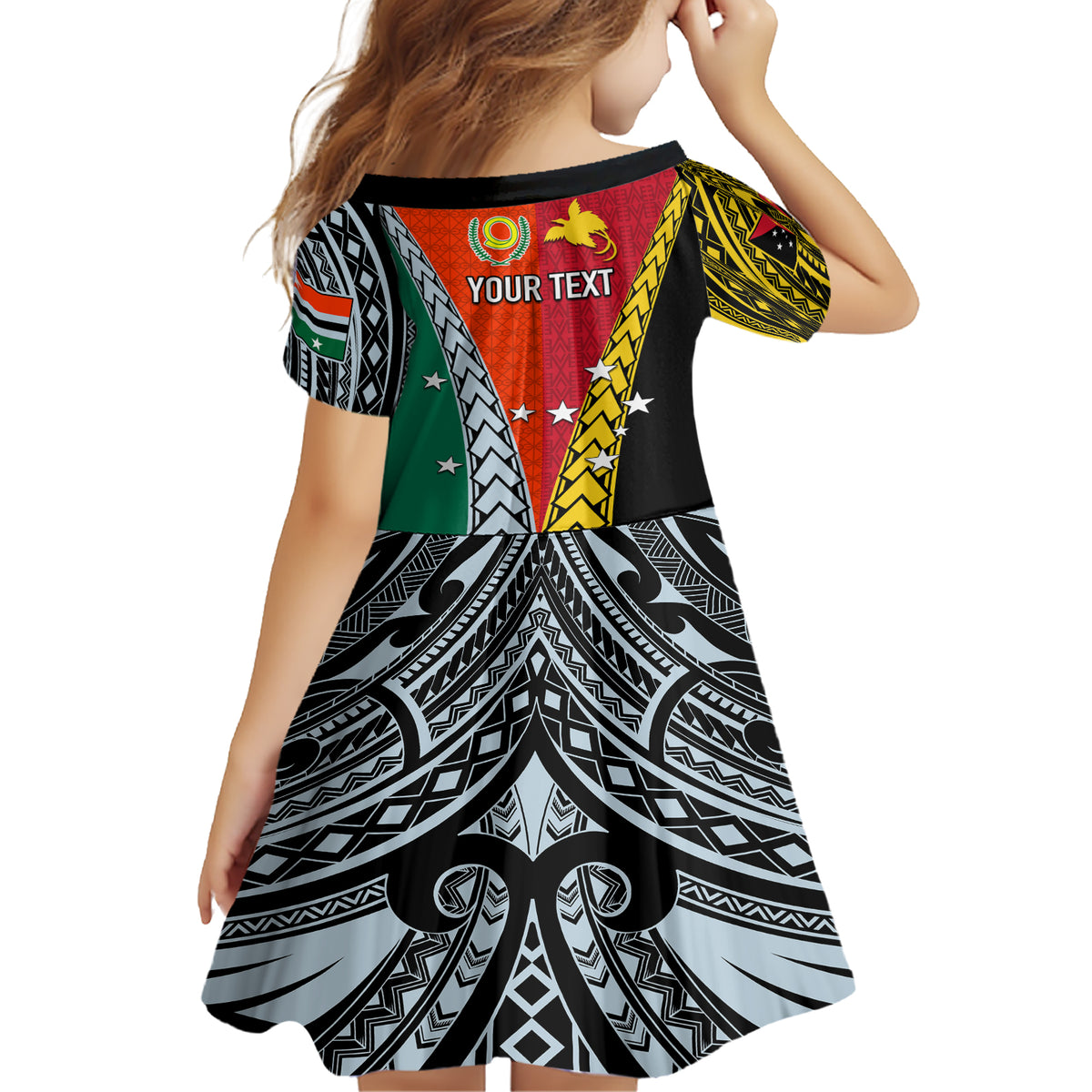 Personalised Papua New Guinea Mix Penama Family Matching Short Sleeve Bodycon Dress and Hawaiian Shirt Tribal Patterns Half-Half Style LT7 - Polynesian Pride