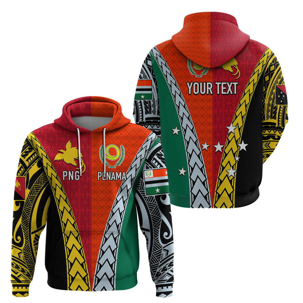 Personalised Papua New Guinea Mix Penama Hoodie Tribal Patterns Half-Half Style LT7 - Polynesian Pride