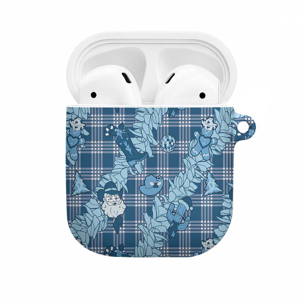 Blue Palaka Hawaii Cowboy Christmas AirPods Case Paniolo Mix Maile Lei - Polynesian Pride