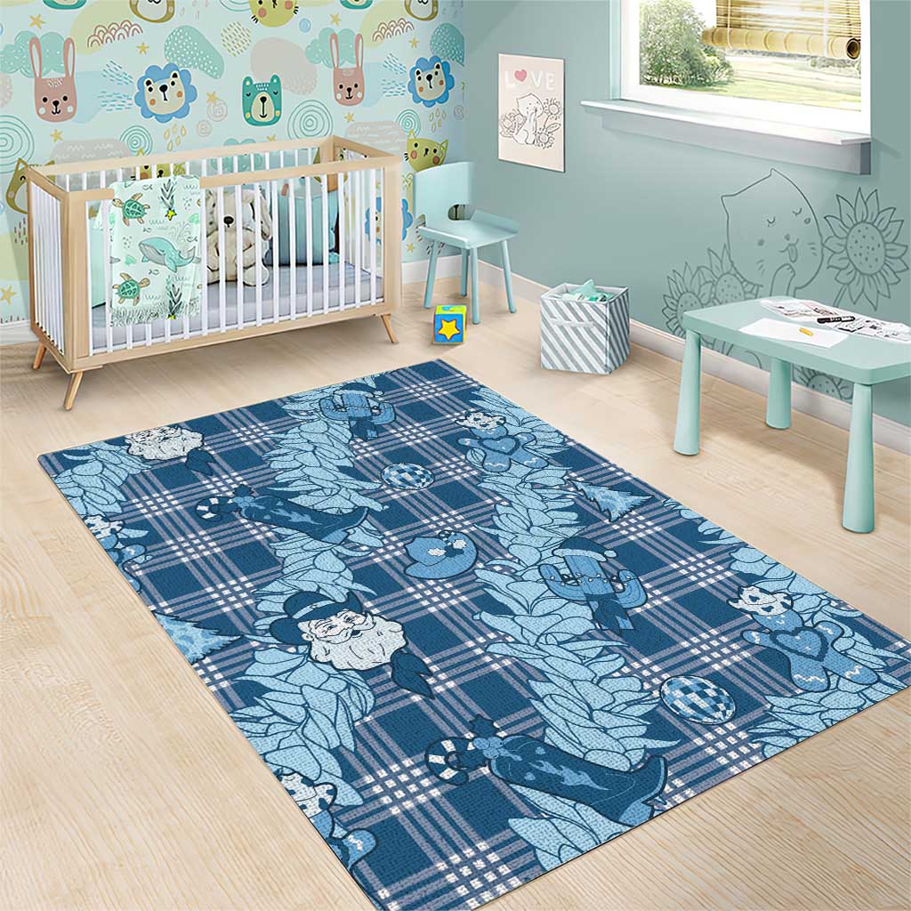 Blue Palaka Hawaii Cowboy Christmas Area Rug Paniolo Mix Maile Lei - Polynesian Pride