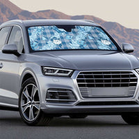 Blue Palaka Hawaii Cowboy Christmas Auto Sun Shade Paniolo Mix Maile Lei - Polynesian Pride