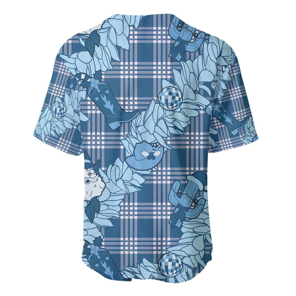 Blue Palaka Hawaii Cowboy Christmas Baseball Jersey Paniolo Mix Maile Lei - Polynesian Pride