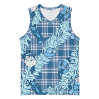 Blue Palaka Hawaii Cowboy Christmas Basketball Jersey Paniolo Mix Maile Lei - Polynesian Pride