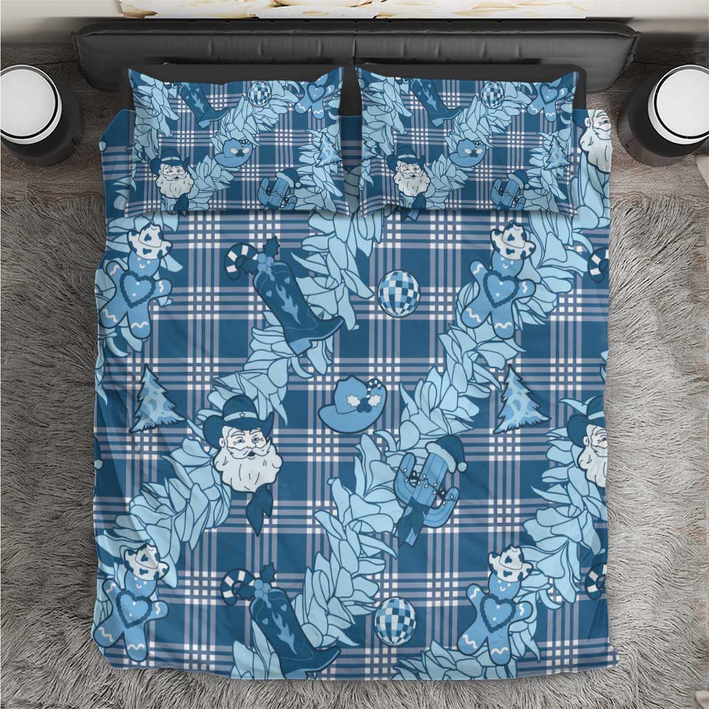 Blue Palaka Hawaii Cowboy Christmas Bedding Set Paniolo Mix Maile Lei - Polynesian Pride