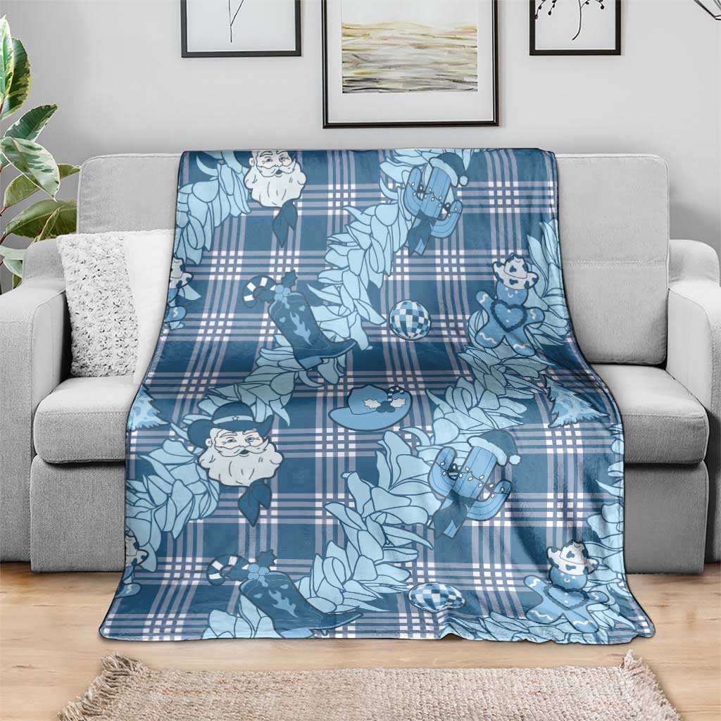 Blue Palaka Hawaii Cowboy Christmas Blanket Paniolo Mix Maile Lei - Polynesian Pride