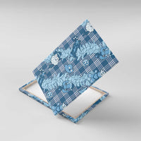 Blue Palaka Hawaii Cowboy Christmas Canvas Wall Art Paniolo Mix Maile Lei - Polynesian Pride