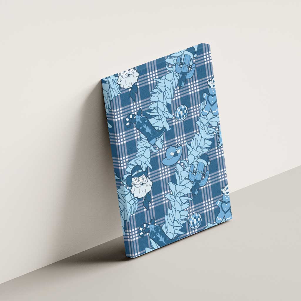 Blue Palaka Hawaii Cowboy Christmas Canvas Wall Art Paniolo Mix Maile Lei - Polynesian Pride