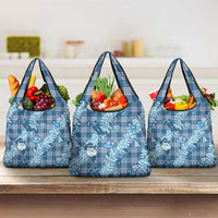 Blue Palaka Hawaii Cowboy Christmas Grocery Bag Paniolo Mix Maile Lei - Polynesian Pride