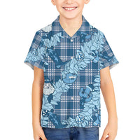 Blue Palaka Hawaii Cowboy Christmas Kid Hawaiian Shirt Paniolo Mix Maile Lei - Polynesian Pride