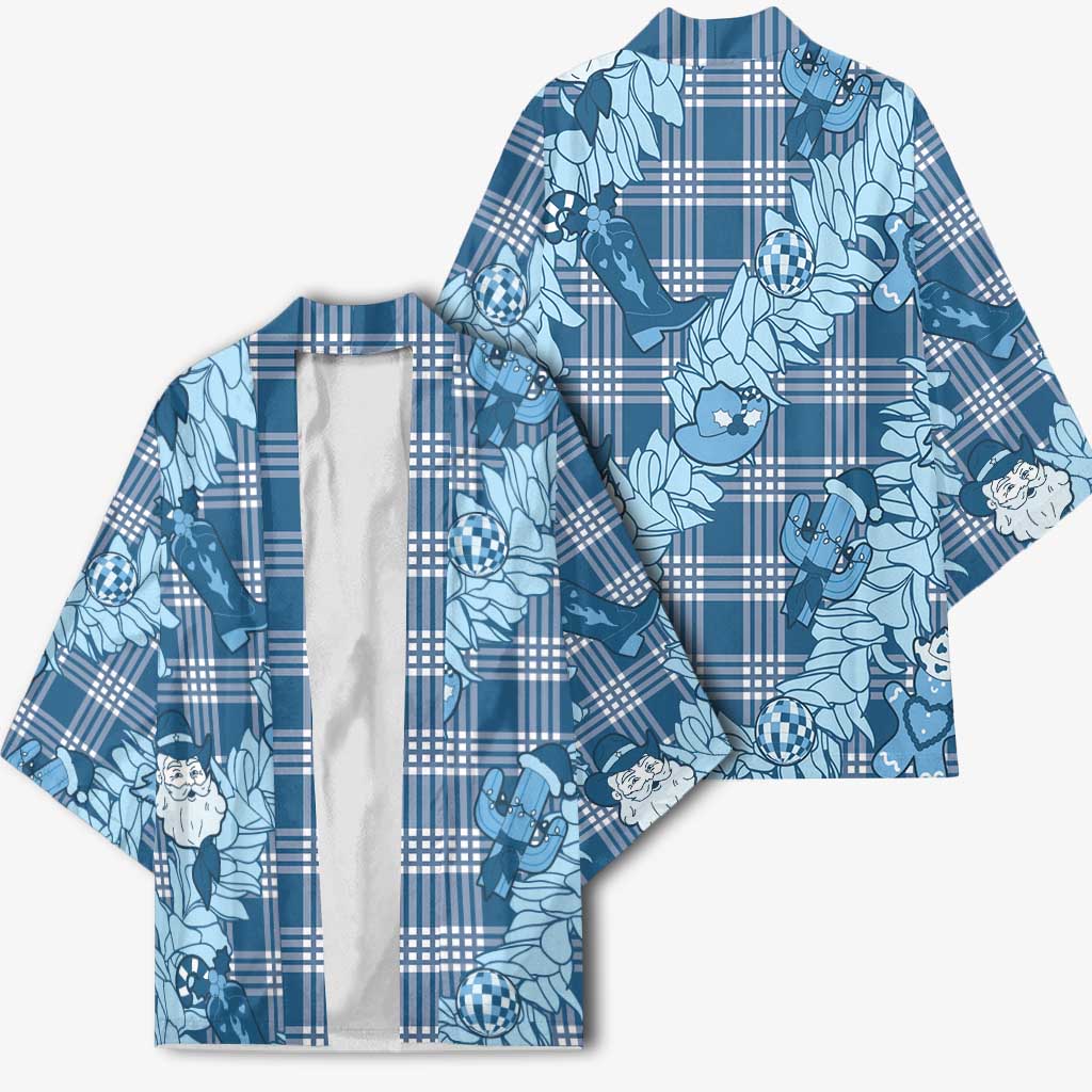 Blue Palaka Hawaii Cowboy Christmas Kimono Paniolo Mix Maile Lei - Polynesian Pride