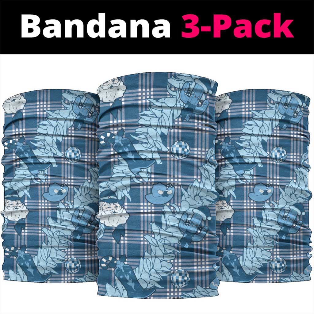 Blue Palaka Hawaii Cowboy Christmas Neck Gaiter Paniolo Mix Maile Lei - Polynesian Pride