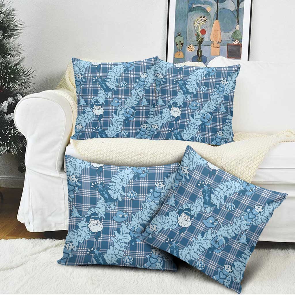 Blue Palaka Hawaii Cowboy Christmas Pillow Cover Paniolo Mix Maile Lei - Polynesian Pride