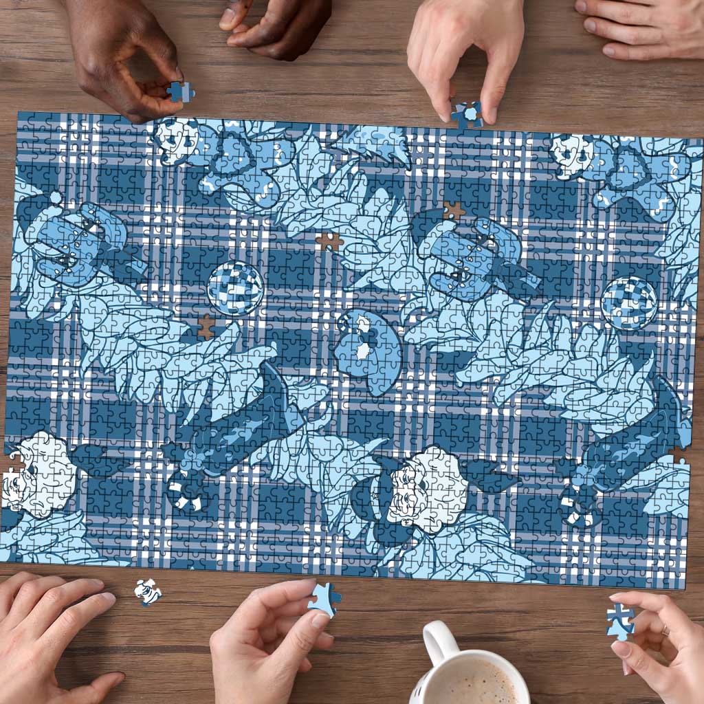 Blue Palaka Hawaii Cowboy Christmas Puzzle Paniolo Mix Maile Lei - Polynesian Pride