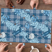 Blue Palaka Hawaii Cowboy Christmas Puzzle Paniolo Mix Maile Lei - Polynesian Pride